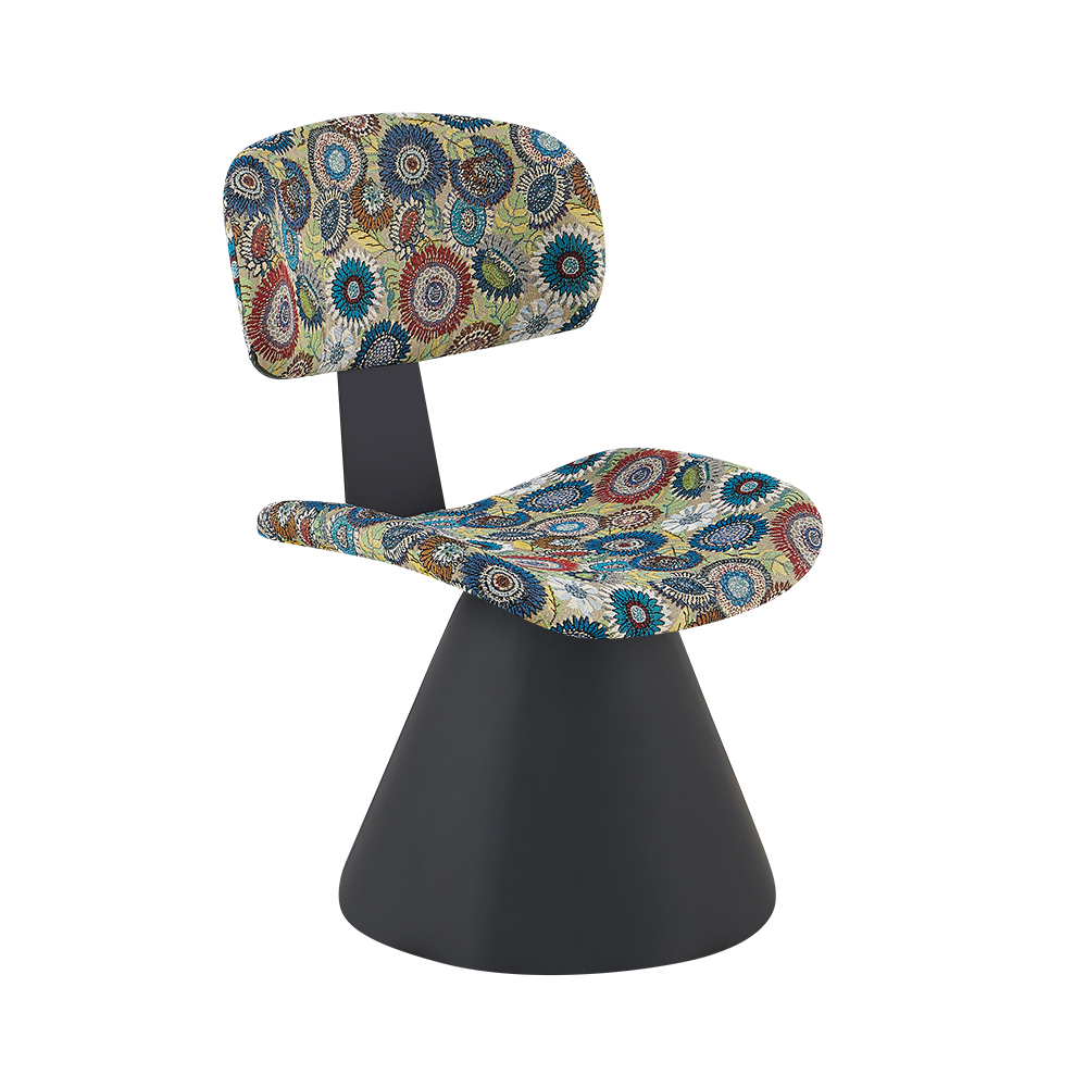 2619 Patterned Accent Chair with Black Pedestal Base - front angle