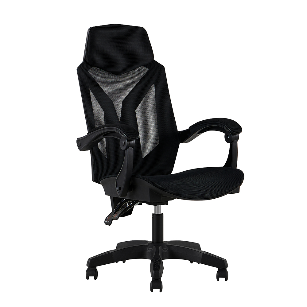 980 Black High-Back Mesh Office Chair with Angular Back Frame - front angle