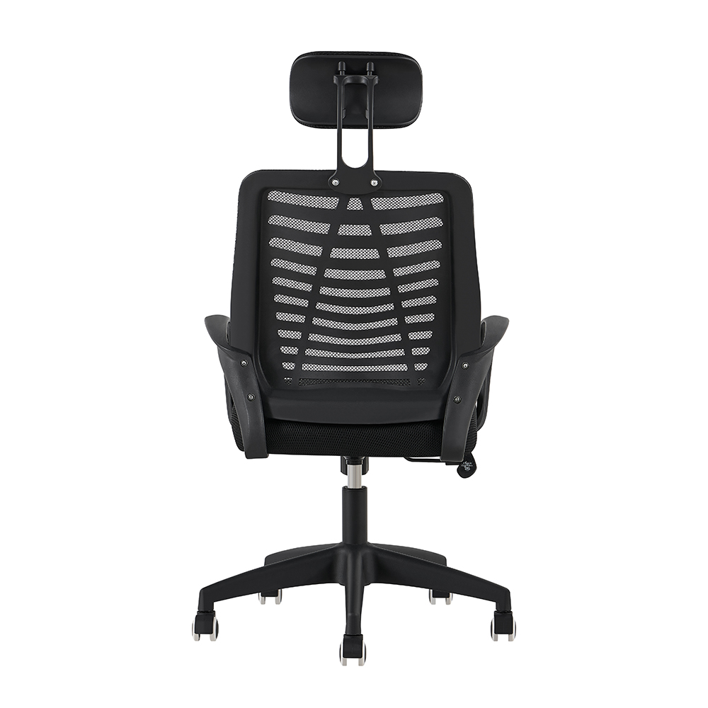A-01 Black Office Chair with Slatted Back and Headrest - Image 4
