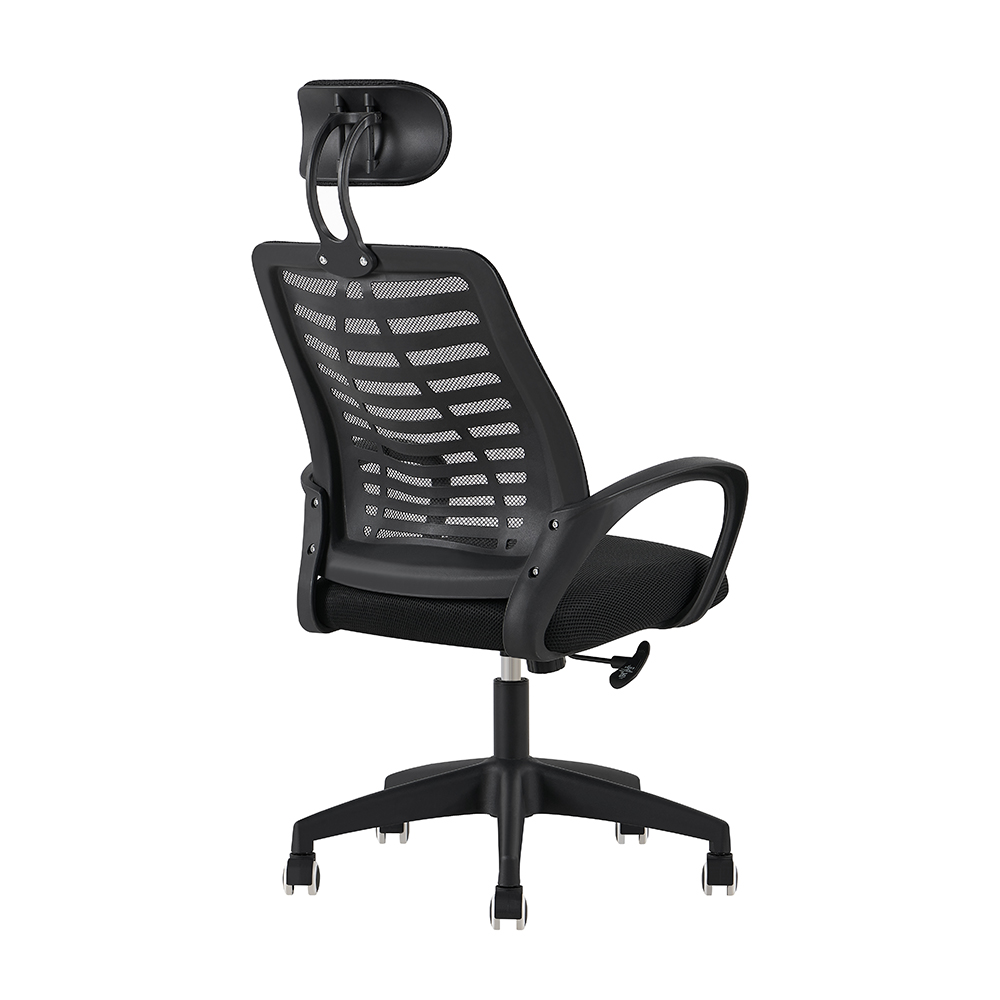 A-01 Black Office Chair with Slatted Back and Headrest - Image 5