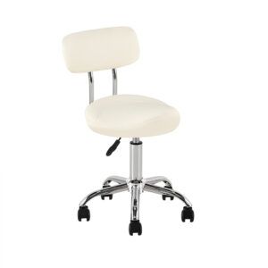 BC-208 White Rolling Stool with Backrest
