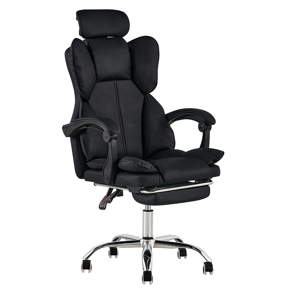 DJ-03 Black High-Back Office Chair with Footrest