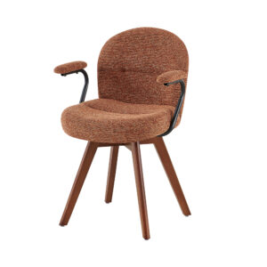 Reddish-Brown Accent Chair with Rounded Back and Armrests