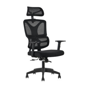 S-01 Black Mesh Office Chair with Headrest and Split Back