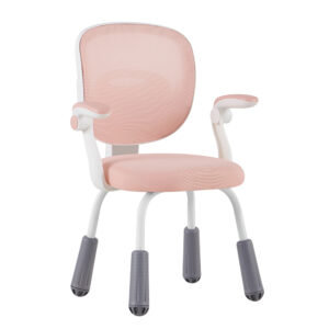 Y-04 Pink Study Chair with Armrests and Four-Leg Base - front angle