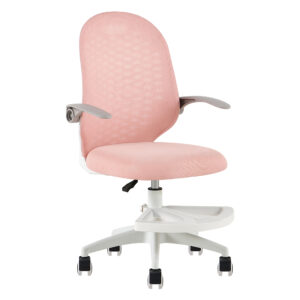 Y-05 Pink Study Chair with Perforated Back Shell and Foot Platform - front angle