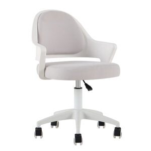 Y-06 Gray Study Chair with Wraparound White Shell - front angle