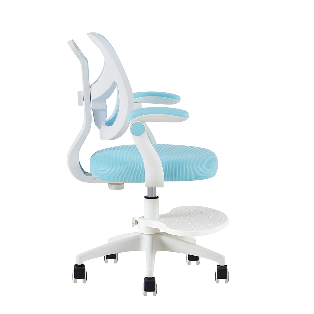 Y-07 Blue Mesh Study Chair with Armrests and Foot Platform - Image 3