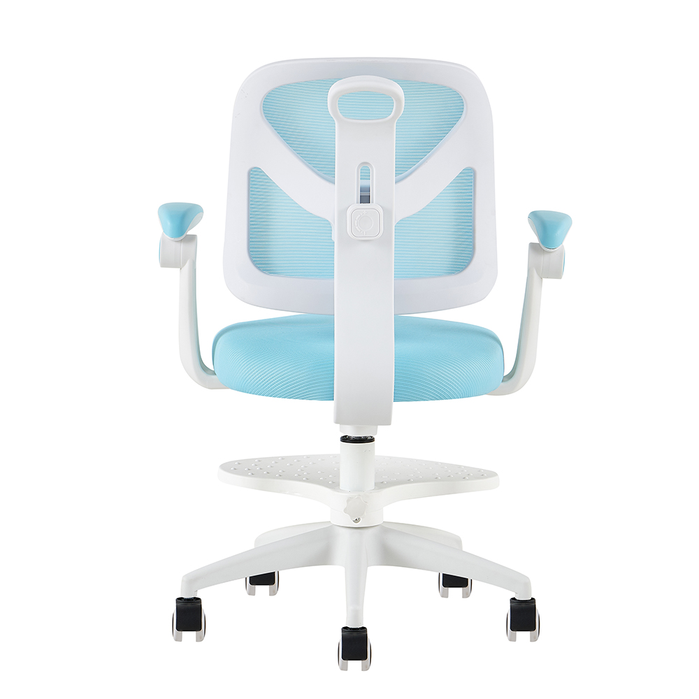 Y-07 Blue Mesh Study Chair with Armrests and Foot Platform - Image 4