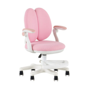 Y-08 Pink Study Chair with Twin Back Panels and Foot Platform - front angle