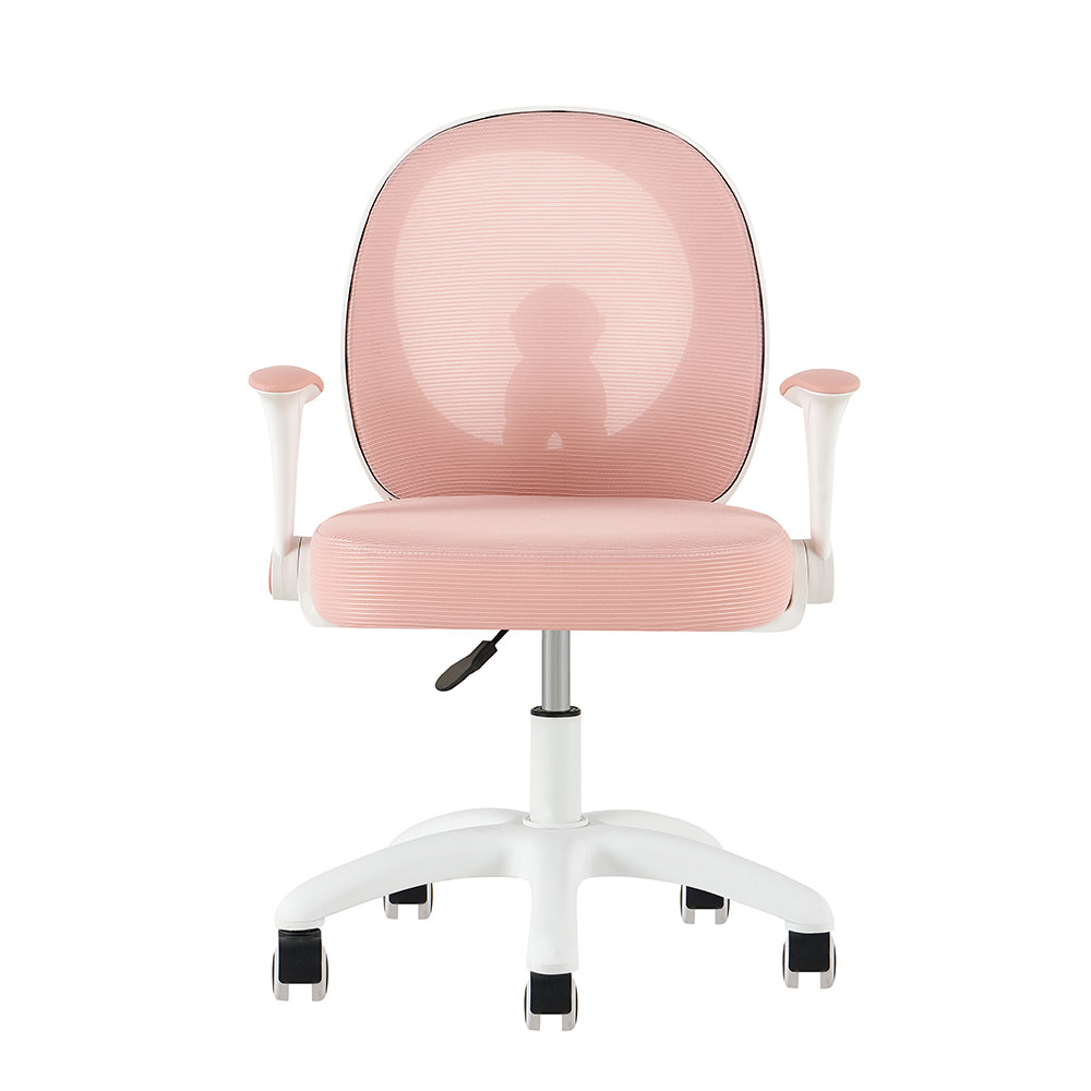Y-11 Pink Mesh Study Chair with Rounded Back and White Base - Image 2