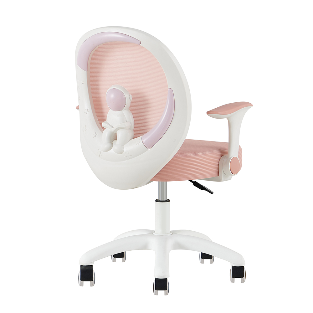 Y-11 Pink Mesh Study Chair with Rounded Back and White Base - Image 5